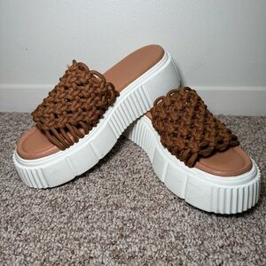 Anthropologie Maeve Crochet Platform Sandals